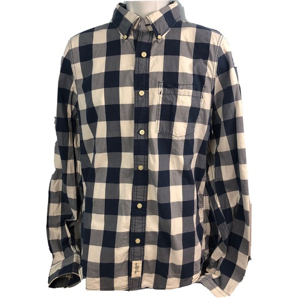 Abercrombie & Fitch Men's MUSCLE FIT Button-Up Shirt Large Blue White - Picture 1 of 3
